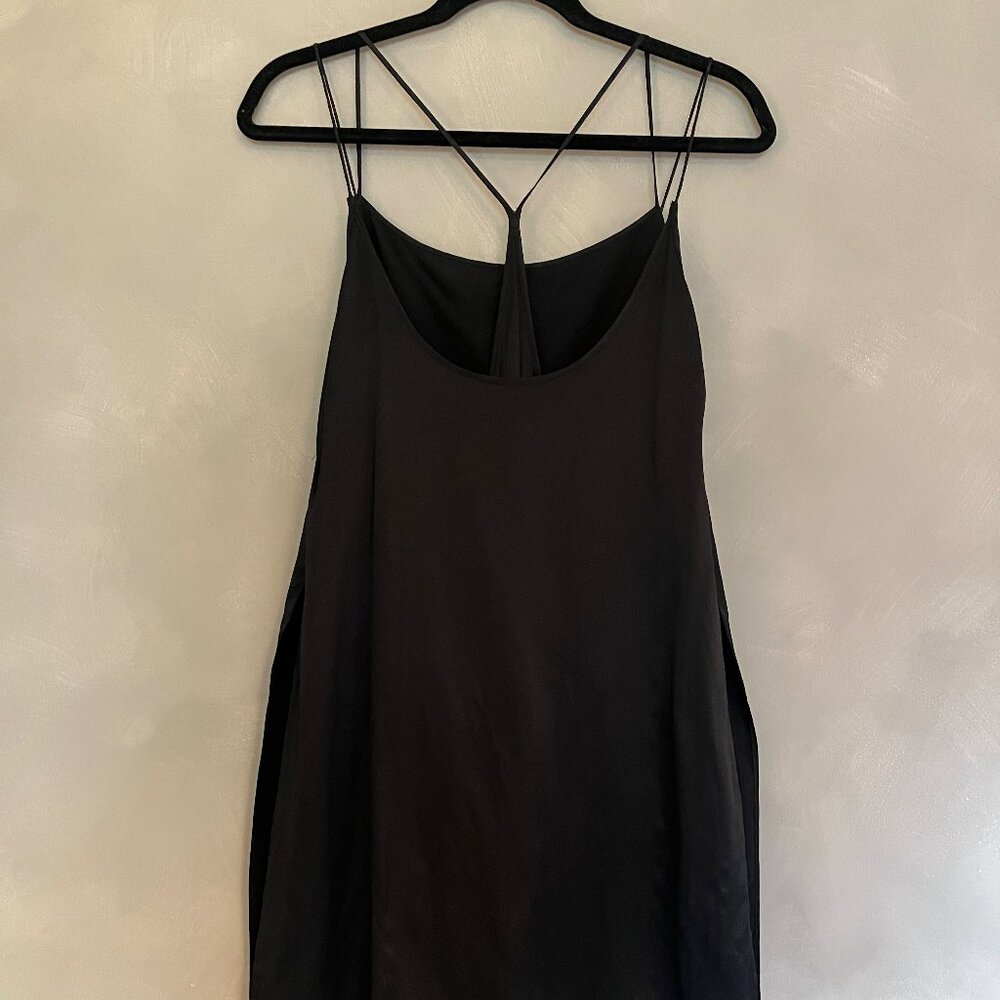 Helmut Lang Satin Midi Layered Slip Dress in Black